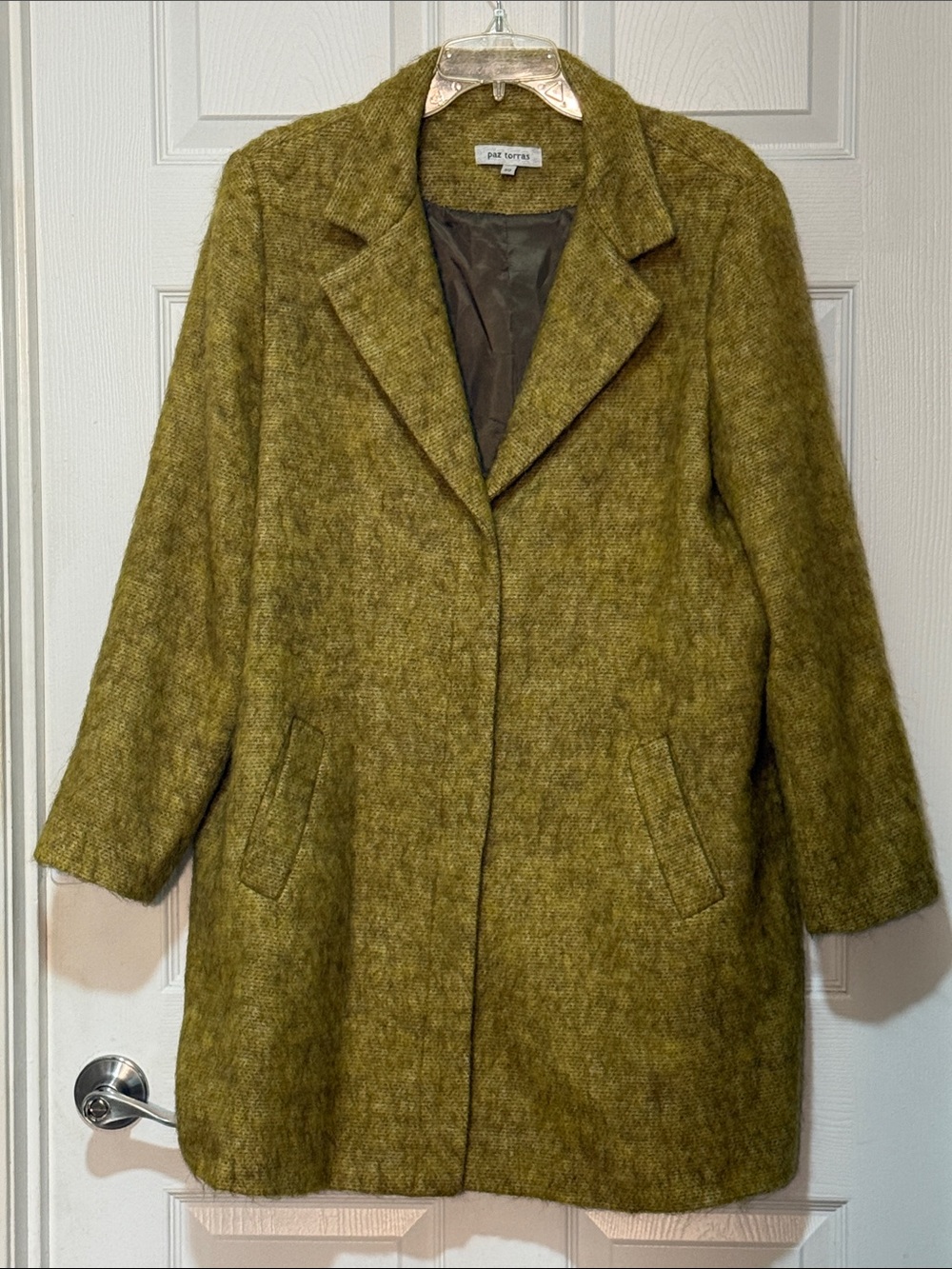 Olive Green Wool Blend Women's Coat